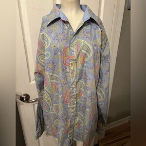 Brooklyn Express paisley button front shirt XL